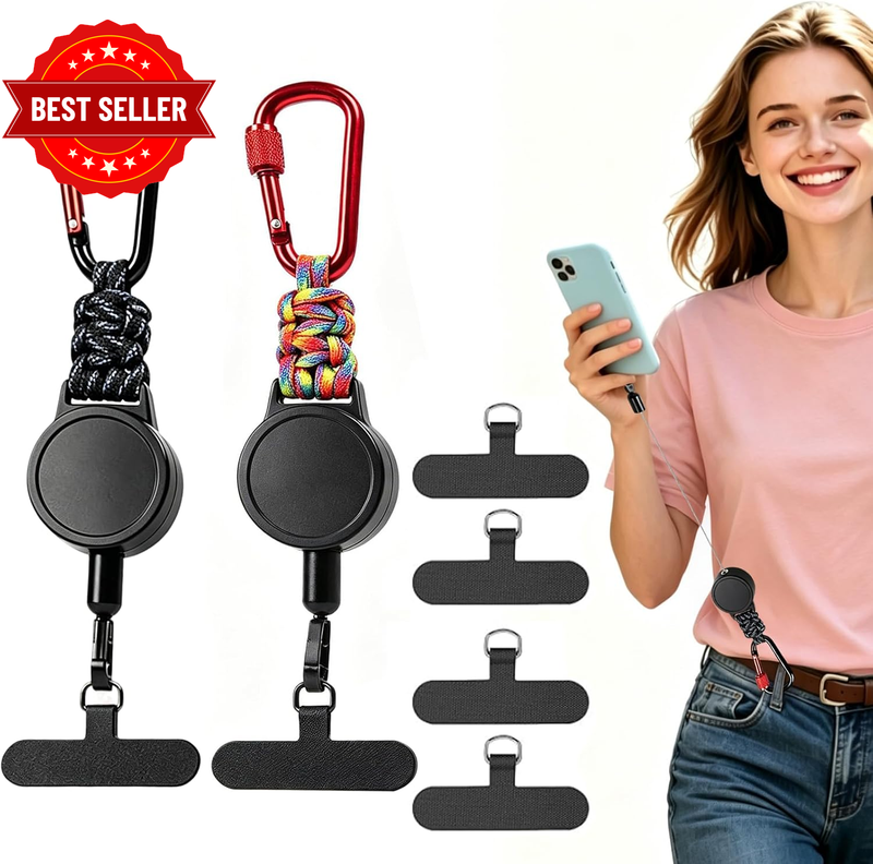 Retractable Anti-Theft Phone Tether Steel Cord Lanyard