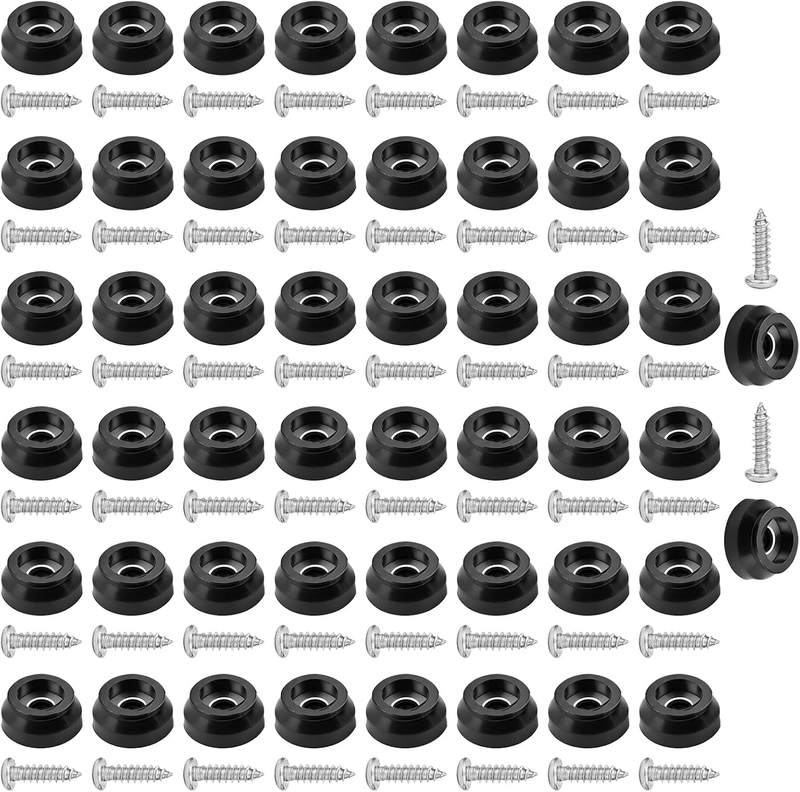 Cutting Board Feet with Stainless Screws, Black round Non-Slip Rubber Feet for C