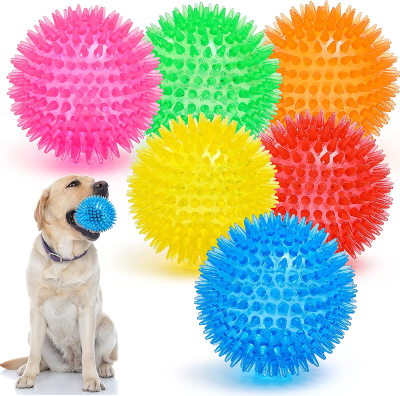 Squeaky Dog Toy Balls (6 Colors) 3.5&rdquo; Puppy Chew Toys for Teething, BPA Free Non