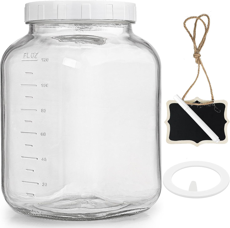 Wide Mouth 1 Gallon Clear Glass Mason Jar with Lid, Heavy Du
