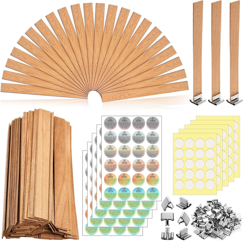 420PCS Wood Wicks, Wood Candles Wick Making Kit | Including 100 Crackling Wood C
