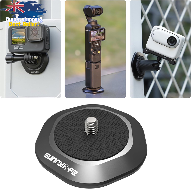 Magnetic Camera Mount 1/4"-20 for DJI Osmo Pocket, Insta360 X4/X3, FIMI Palm