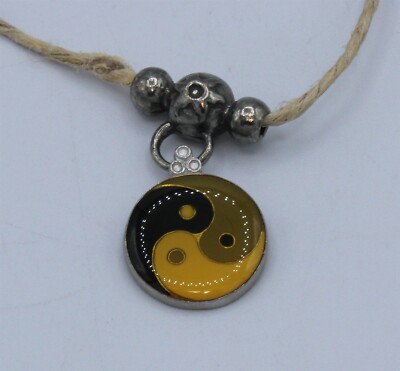 Yin Yuan Yang Pendant Vintage 1997 Alchemy Spirit English Pewter Hemp Necklace