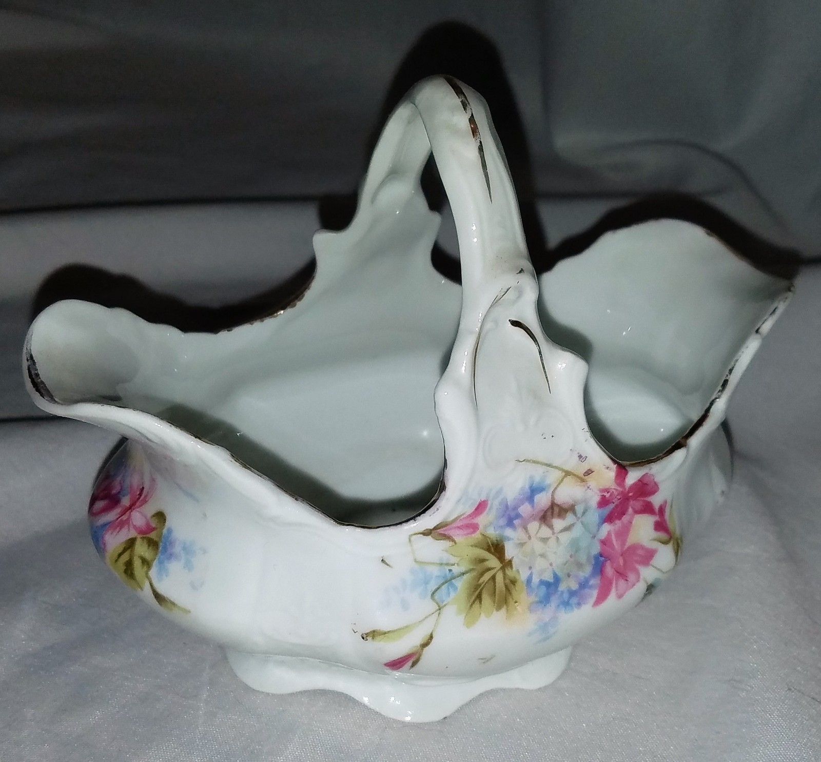 Antique Vintage Ceramic Basket 4.25