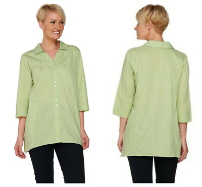 JOAN  RIVERS CHIC  BOYFRIEND  ASYMMETRICAL HEM SHIRT TOP  QVC Sz XXS   NEW 