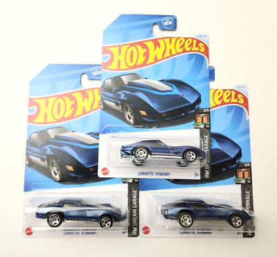 Hot Wheels Corvette Stingray Blue #109 109/250 - 2024 HW Dream Garage 3pcs