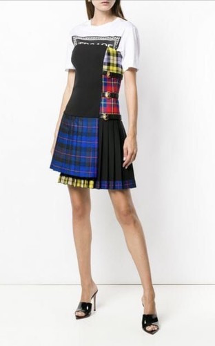 スカート VERSACE Two-Tone Virgin Wool Blend Mini Skirt ミニスカート VERSACE TWO-TONE VIRGIN WOOL BLEND MINI SKIRT