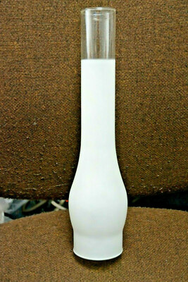 FROSTED & CLEAR CHIMNEY 14'' x 3'' Glass Hurricane GLoBe GlaSsWaRe NEW 840011