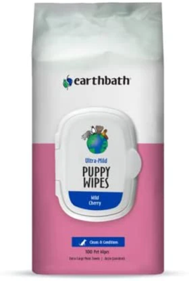 Earthbath Ultra-Mild Wild Cherry Puppy Grooming Wipes 100CT