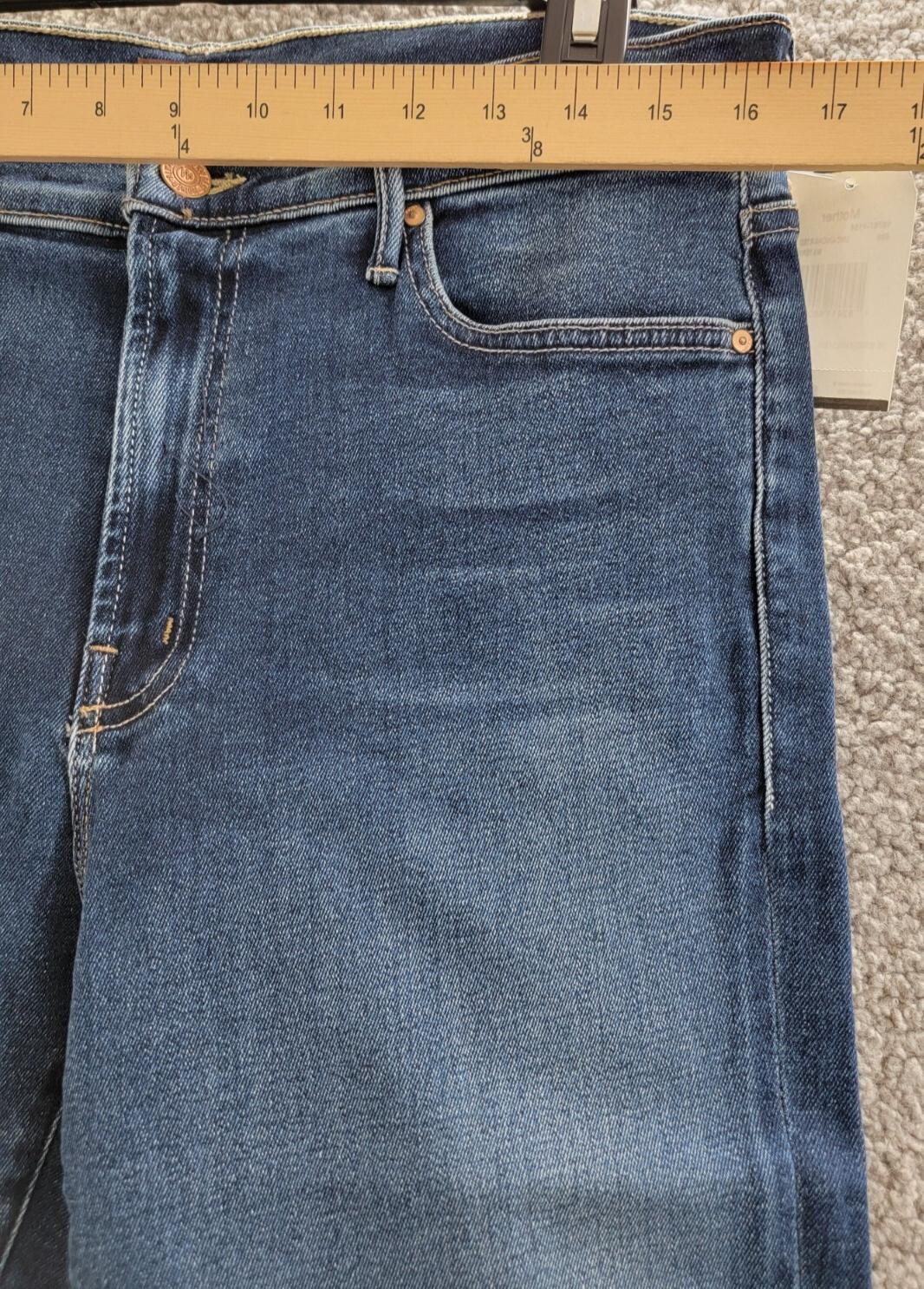 MOTHER The Outsider High Rise Ankle Fray Flare Jeans Women's 32 Uncharted Button - Picture 5 of 18