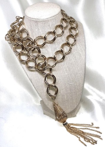 Vintage Double Chain Belt Large Ornate Tassel Boho Fashion