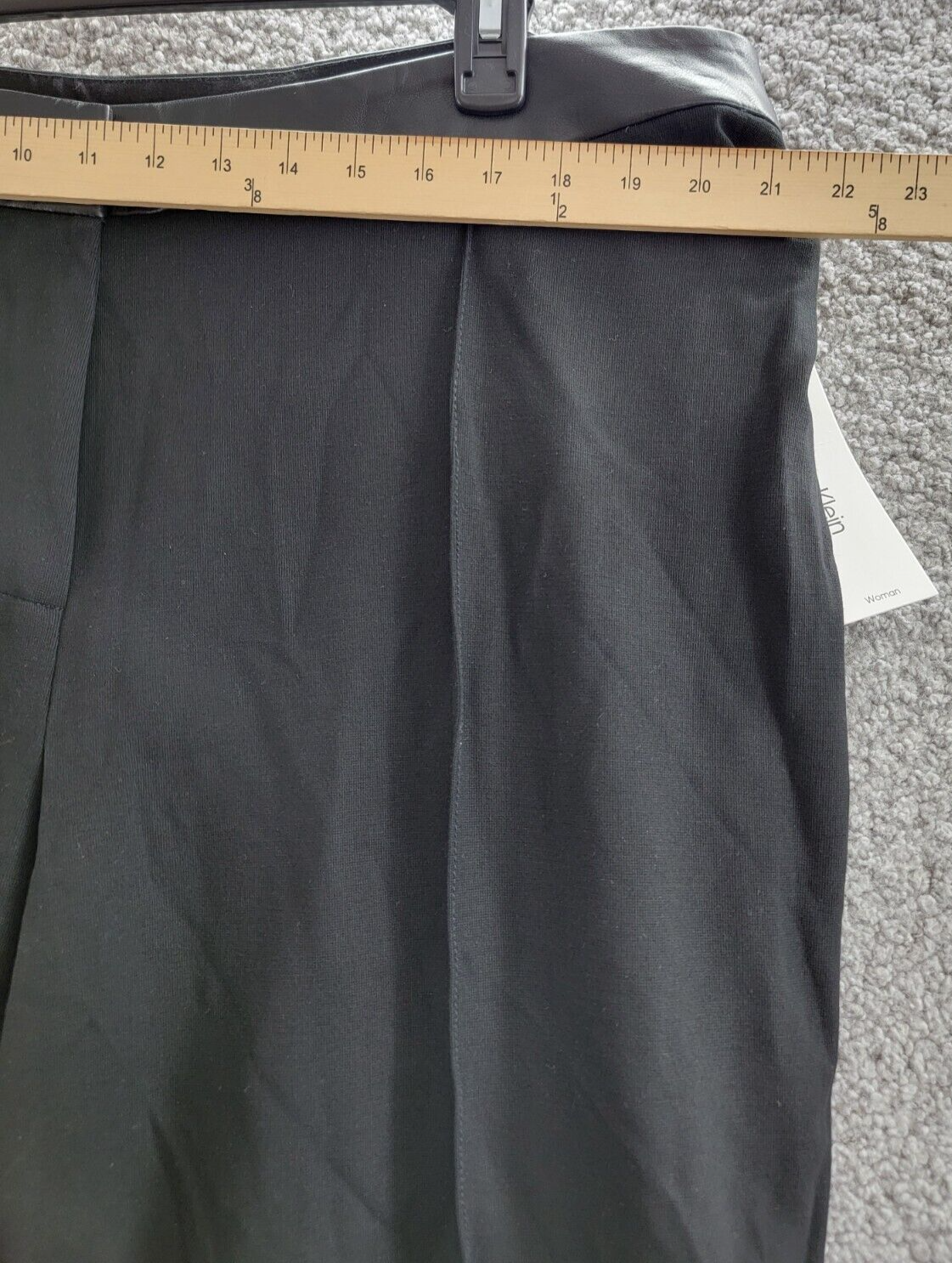 Calvin Klein Plus High-Rise Faux Leather-Waist Pants Women's 20W Black Solid - Picture 5 of 17