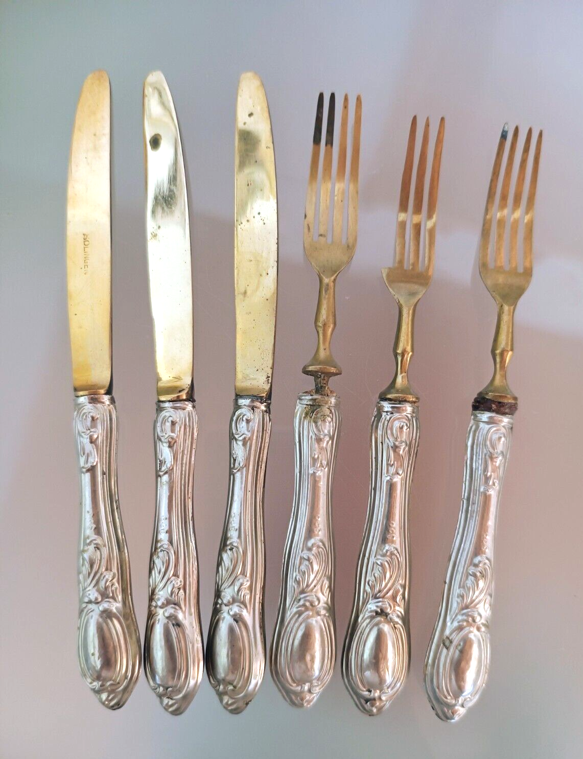 ドイツ　アンティーク　ゾーリンゲン　シルバー800 デザート　ナイフとフォーク ドイツ アンティーク ゾーリンゲン シルバー800 デザート ナイフ