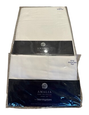 NEW Amalia Home Collection King Percale Sheet Set & (2) King Pillowcases White