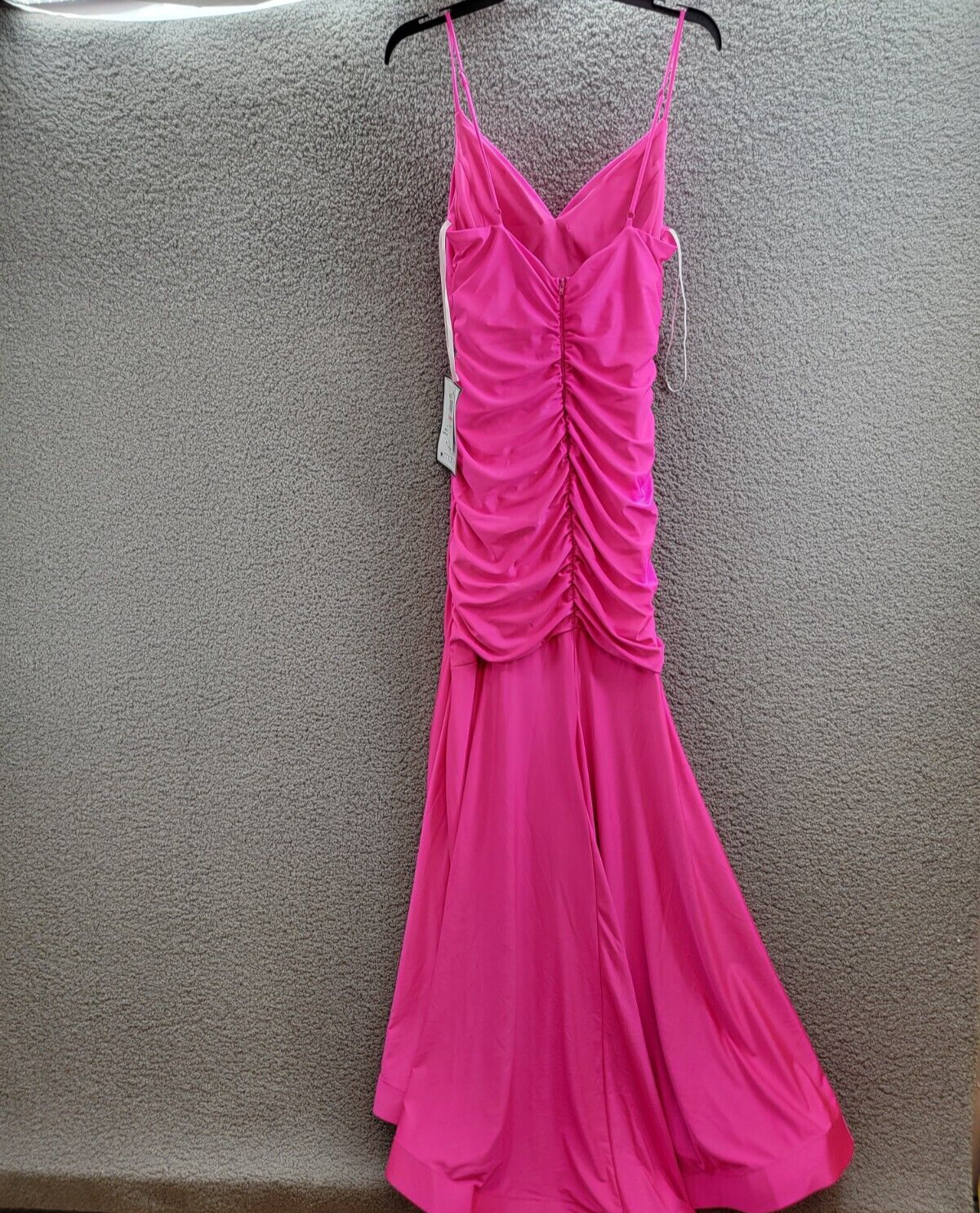 B. Darlin Satin Ruched Evening Dress Juniors 13/14 Neon Pink Cowl Neck Back Zip - Picture 10 of 15