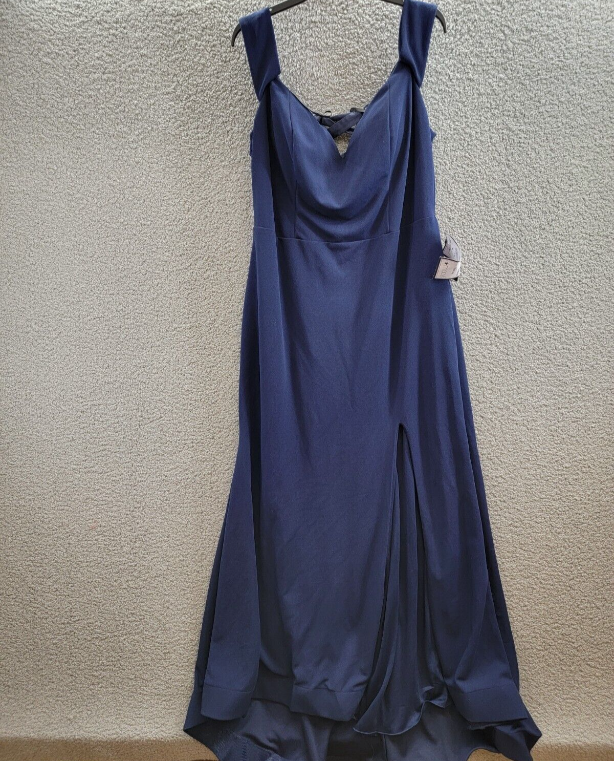 B. Darlin Off-The-Shoulder Lace-Up Gown Juniors 22W Navy Sweetheart Back Zip - Picture 2 of 15
