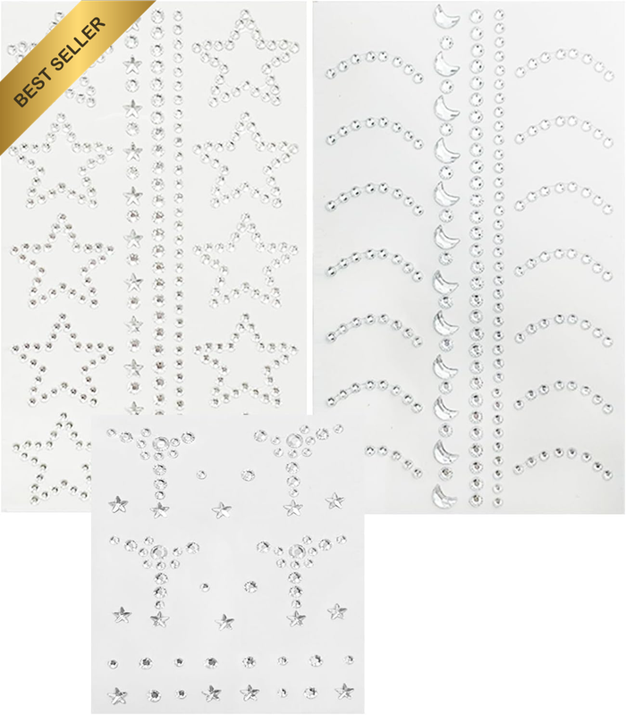 Face Gems Hair Jewels,3 Pcs Self-Adhesive Eye Rhinestones DIY Stick-On, Body Cry