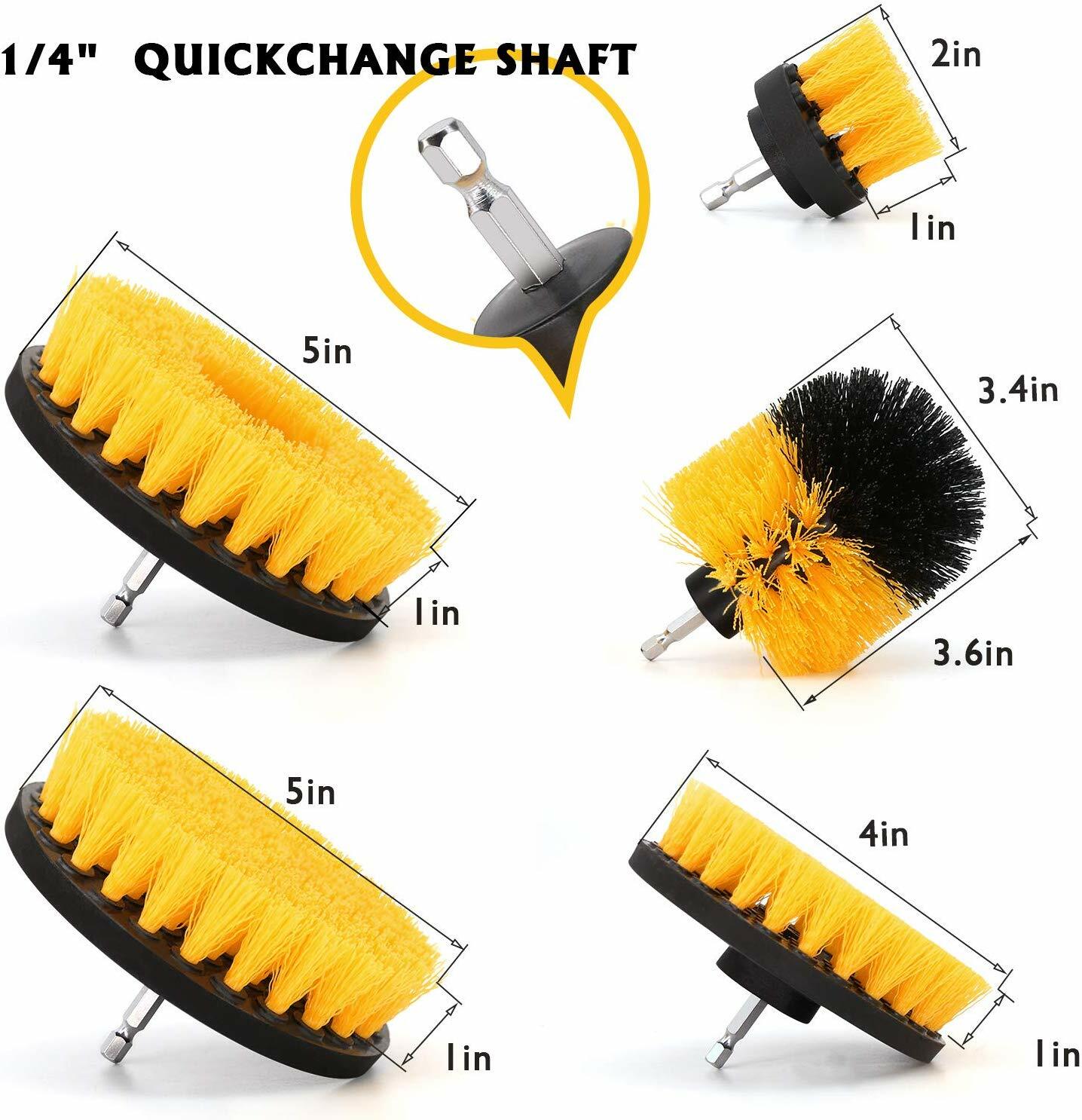 5 Pack Drill Brush Attachments Power Cleaning Kit Scrubber Brush for Carpet, Car
