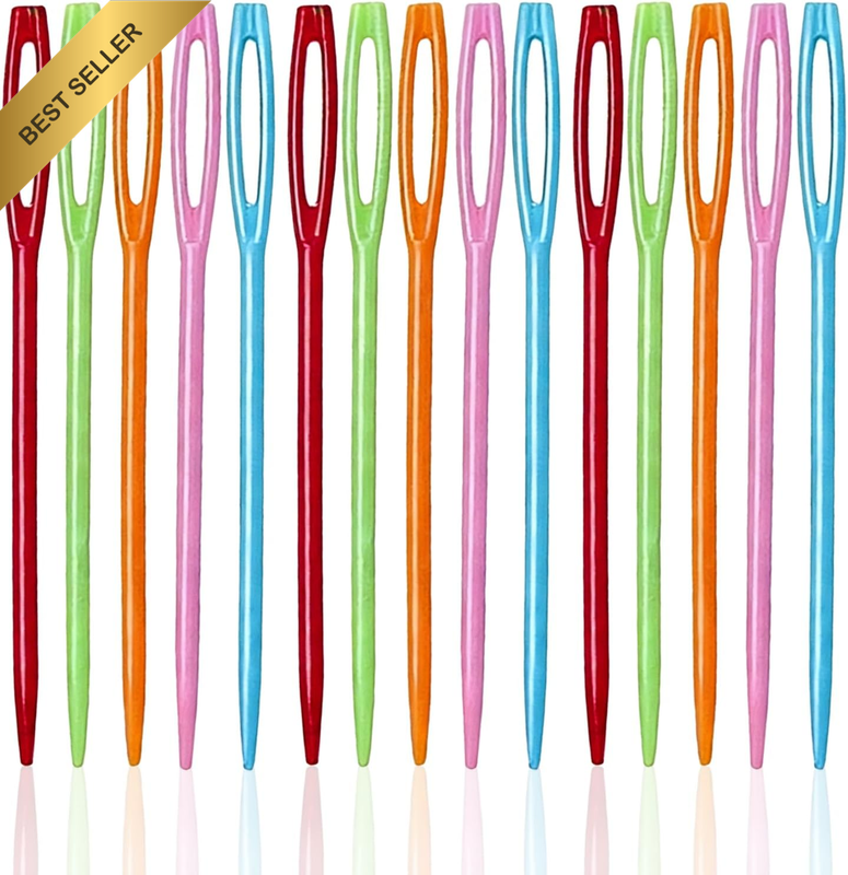 100 Pcs Colorful Plastic Sewing Needles, 9Cm Big Eye Yarn Needles, Hand Stitchin