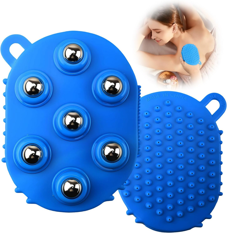 Lymphatic Drainage Massage Brush with 7 Rotating Metal Balls 360-Degree Body Rol