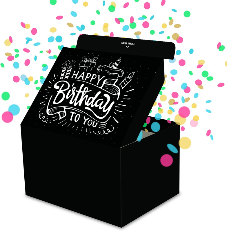 Gift Box DIY (Black Premium), Gift Wrap Box Confetti Exploding - Happy Birthday,