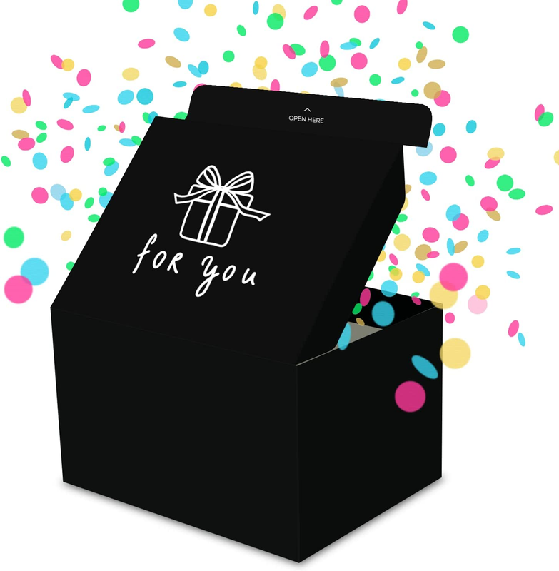 FETTIPOP Gift Box DIY, Gift Box Exploding Confetti (Black - for You) 7.1X5.5X4.3