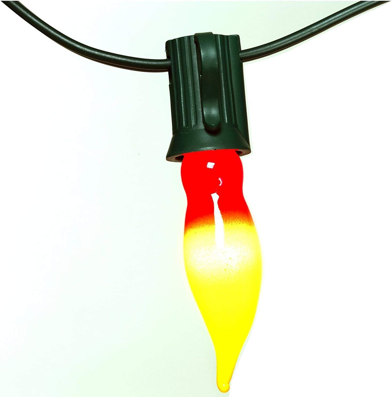 12 Pack Red/Yellow Flame Christmas Bulbs for Candle Lamps Chandelier C18 Outdoor