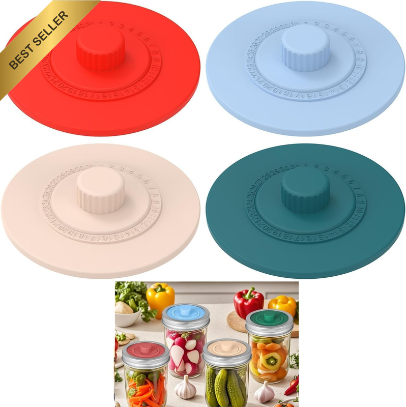 Airlock Fermentation Lids for Wide Mouth Mason Jars - One Way Waterless Airlock