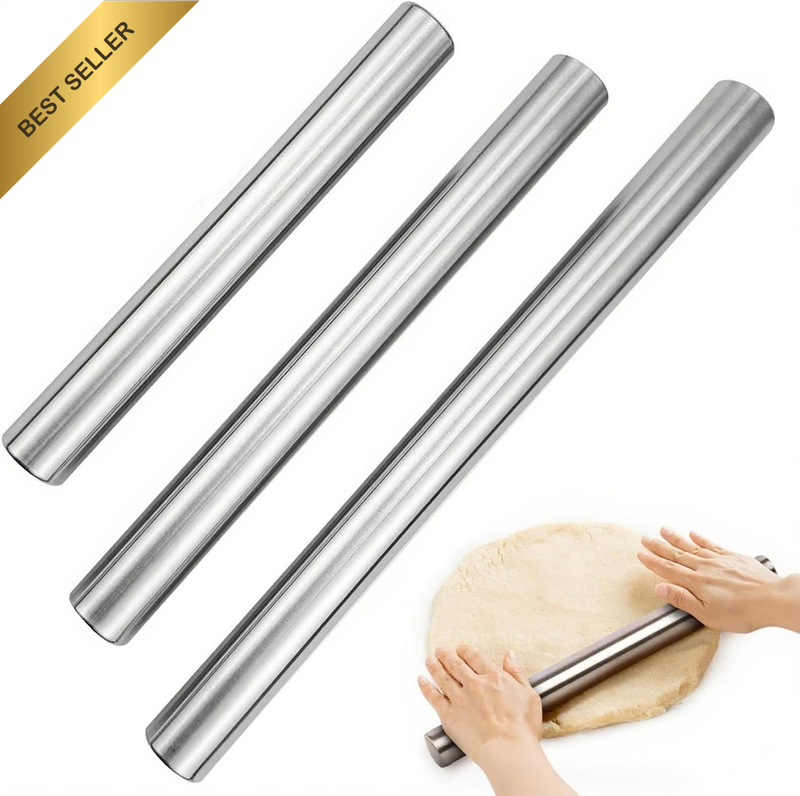 3PCS Set of Stainless Steel Hollow Rolling Pins,Kitchen Dough Rolling Pins,Suita