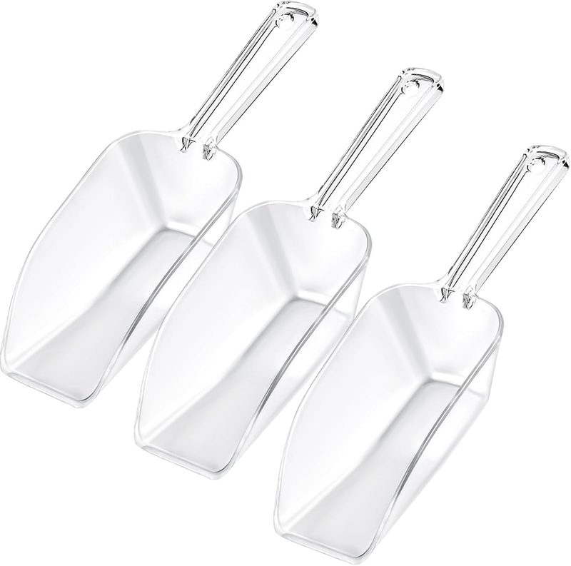 3Pcs Clear Plastic Ice Scoop Set, Small Acrylic Serving Scoops for Candy Buffet,
