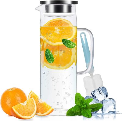 Glass Pitcher with Lid and Handle 88 Oz Iced Tea Pitcher Heat Resistant Borosili