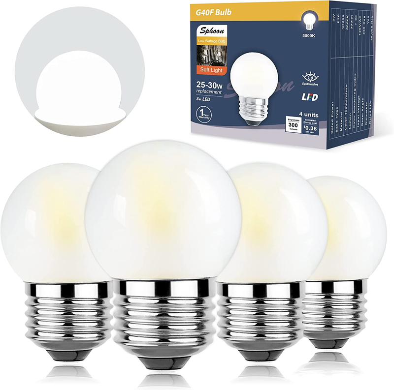 Sphoon Dimmable 3W LED Bulb Equivalent 25 Watt Light Bulbs, Daylight 5000K, E26