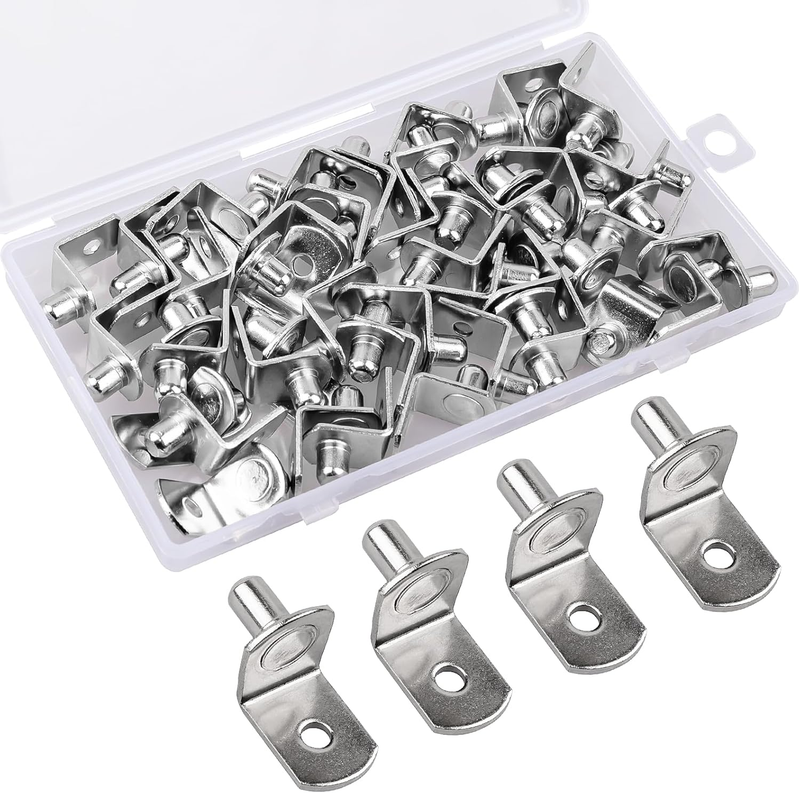 50 Pcs Shelf Pegs Pins，1/4 Inch Upgraded Diameter L-Shaped Perforated Nickel Pla