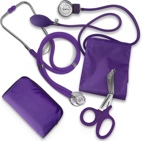 Aneroid Sphygmomanometer Stethoscope Kit Manual Blood Pressure BP Cuff Gauge