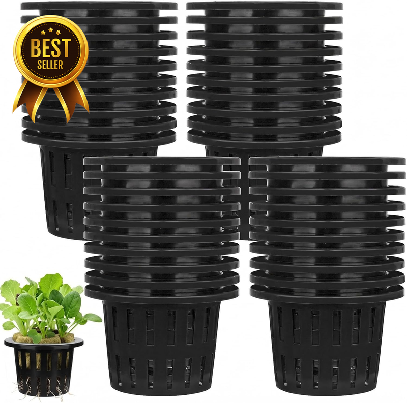 40 Pack 4 Inch Net Pots, Garden Slotted Mesh Net Cups, Plastic Orchids Pot Plant