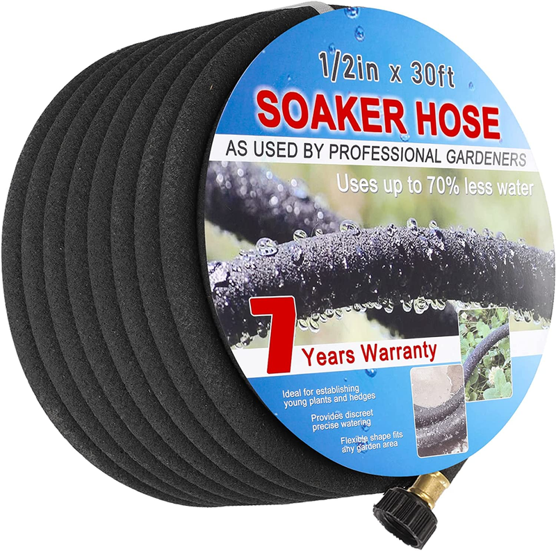 30ft For Garden Beds 1/2 Inch Garden Soaker Hoses With Kit