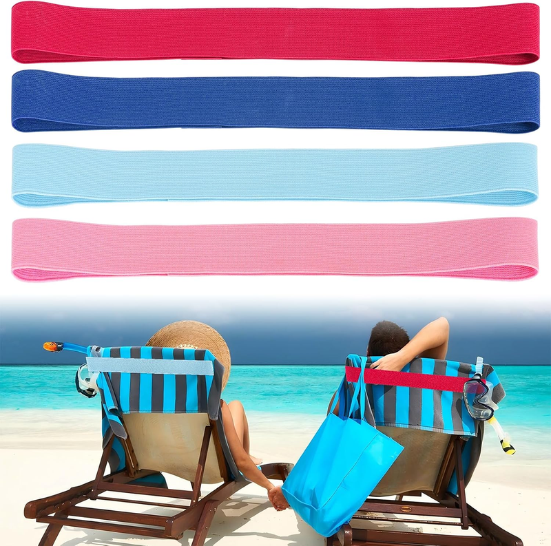 4 Pack Towel Bands for Sun Loungers,Elastic Bands for Sunbed Towel, Windproof To