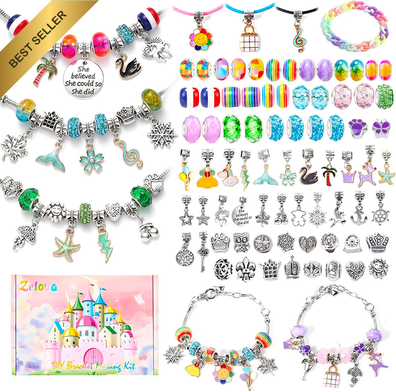 138 Pcs Girls Charm Bracelet Making Kit DIY Jewelry Gift Set for Kids 6-12