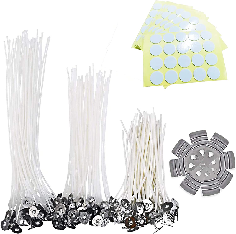 Candle Making Kit, Contains 120 Pcs Candle Wicks 10Cm/15Cm/20Cm,Double-Sided Dot