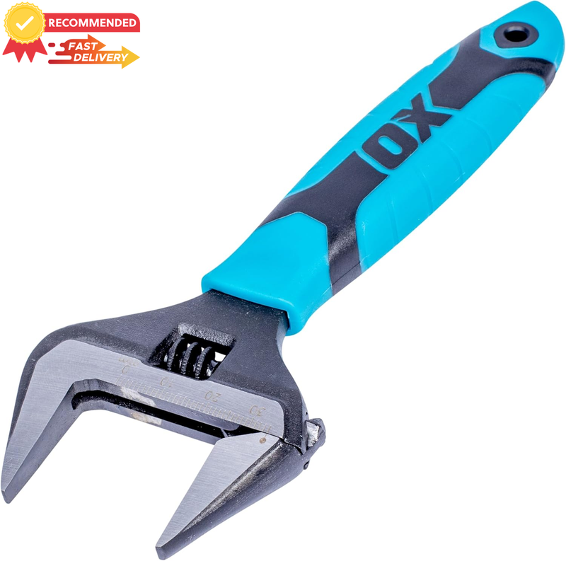 Pro Series 6" Adjustable Wrench, Extra Wide Jaw 34mm, Steel, Duragrip Handle
