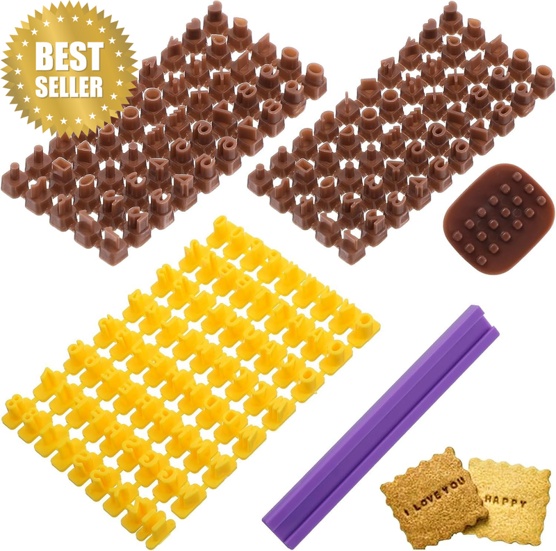 Alphabet Number Cookie Cutter Stamp Set, 5 Piece Alphabet and Number Embosser Mo