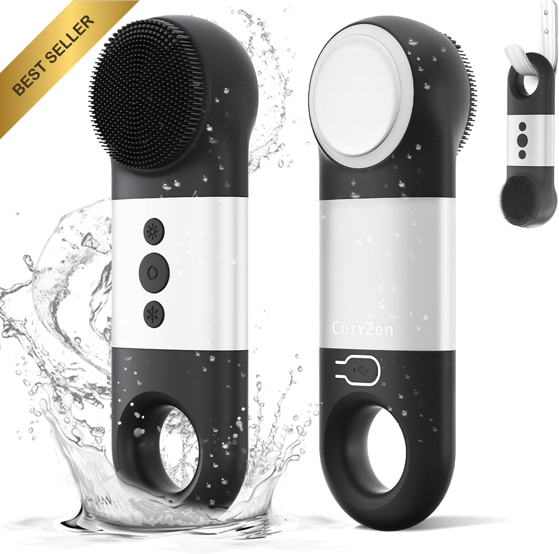 Facial Cleansing Brush, IPX7 Waterproof and Rechargeable Silicone Face Scrubber,
