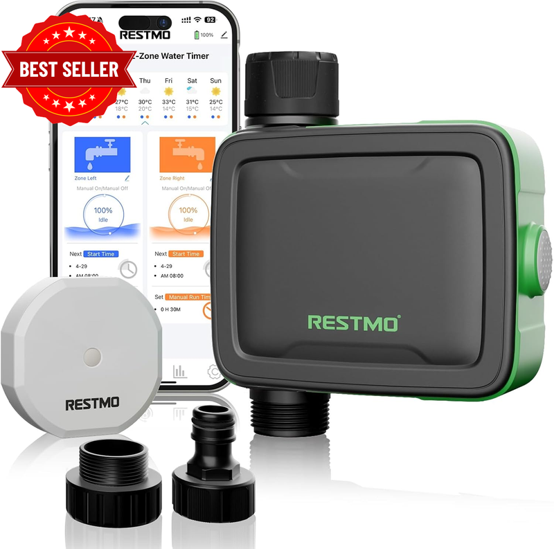 Smart Sprinkler Timer with Flow Meter, Water Timer for Garden Hose