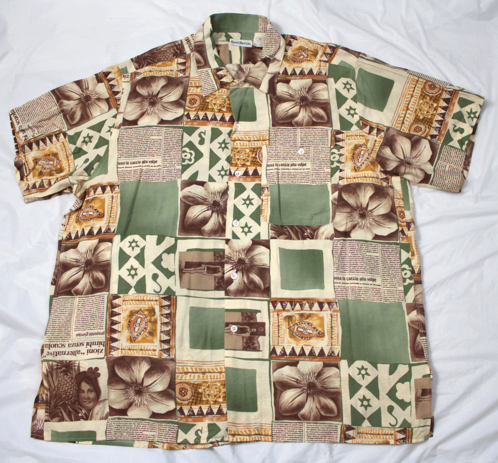 新品半額　65%OFF BARRY BRICKEN MADE IN USA New With Tags Women's Size M BARRY BRICKEN 100% Silk Button