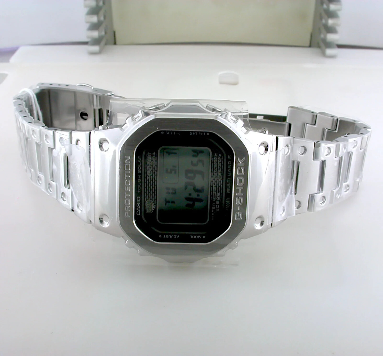 Pre-owned Casio G-shock Full Metal 5000 Seies Silver Watch Gmwb5000d-1