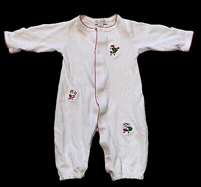 Kissy Kissy Newborn White Embroidered Santas One Piece Christmas Outfit NEW