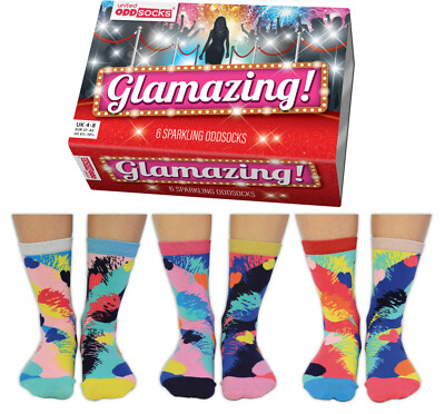 UNITED ODDSOCKS GLAMAZING SIX SPARKLING ODD SOCKS FOR LADIES UK 4 - 8 GIFT IDEA
