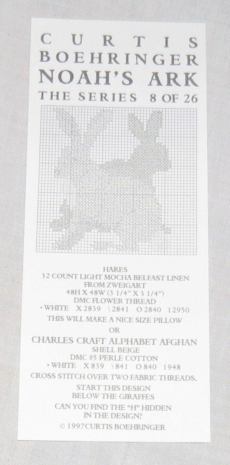 Curtis Boehringer Noah's Ark Cross Stitch Pattern #8 Hares