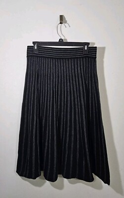 Max Studio Large A-Line Skirt  Black Striped Pull On Elastic Waist Y2K Style