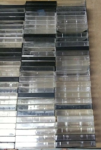 Lot 119 vintage black clear Cassette Tape Cases Empty hard Plastic 1980s 80s